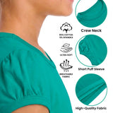Girls' Basic Short Puff Sleeve Round Neck Cotton T-Shirt