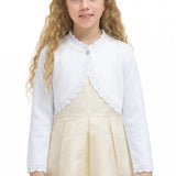 Little Girls' Knit Long Sleeve Button Closure Bolero Cardigan Shrug