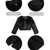 Girls Cozy Long Sleeve Crew Neck Dress Coat