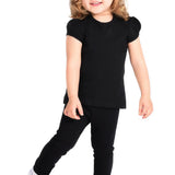 Girls' Basic Short Puff Sleeve Cotton T-Shirt and Leggings Set