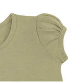 Girls' Basic Short Puff Sleeve Round Neck Cotton T-Shirt