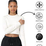 Lilax Girls' Long Sleeve Crop Top – Soft Cotton, 4-Way Stretch, Breathable Everyday Tee