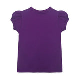 Girls' Basic Short Puff Sleeve Round Neck Cotton T-Shirt