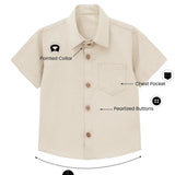 Boys' Button Down Shirt Solid Short Sleeve Classic Solid Oxford Dress Shirt