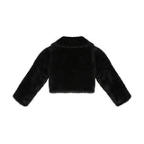Girls Faux Fur Bolero Oversized Collar Jacket
