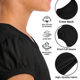 Girls' Basic Short Puff Sleeve Round Neck Cotton T-Shirt