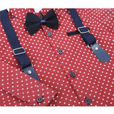 Boys Patterned Shirt & Suspender Pants Set