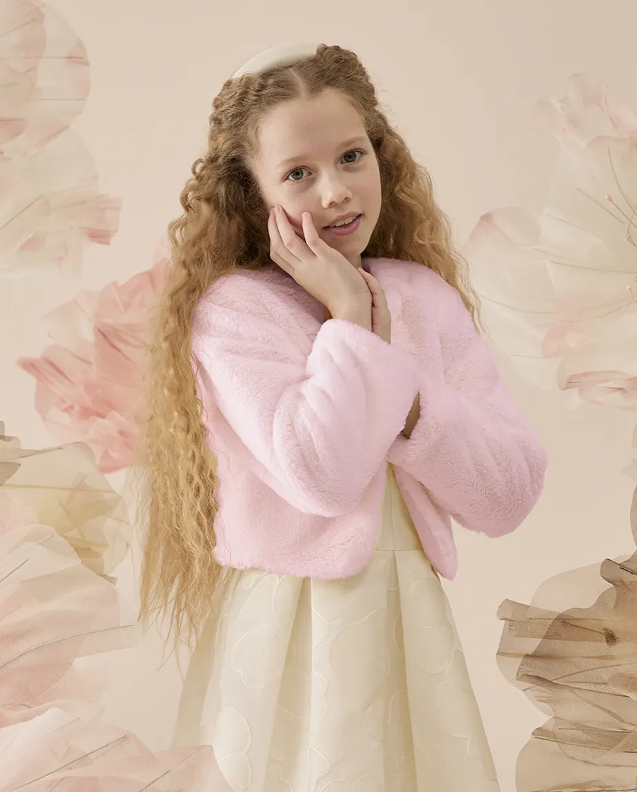 Girls Cozy Long Sleeve Crew Neck Dress Coat