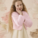 Girls Cozy Long Sleeve Crew Neck Dress Coat