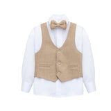 Boys Formal Suit 4 Piece Vest, Pants and Tie Dresswear Suit Set