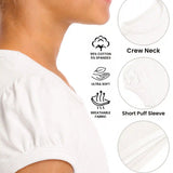 Girls' Basic Short Puff Sleeve Round Neck Cotton T-Shirt