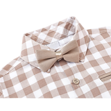 Boys Cotton Plaid Suspender Pant Set