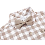 Boys Cotton Plaid Suspender Pant Set