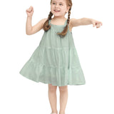 Toddler Cotton Layered Square Neckline Dress