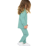 Little Girls Cotton Basic Turtleneck Shirt & Leggings Set
