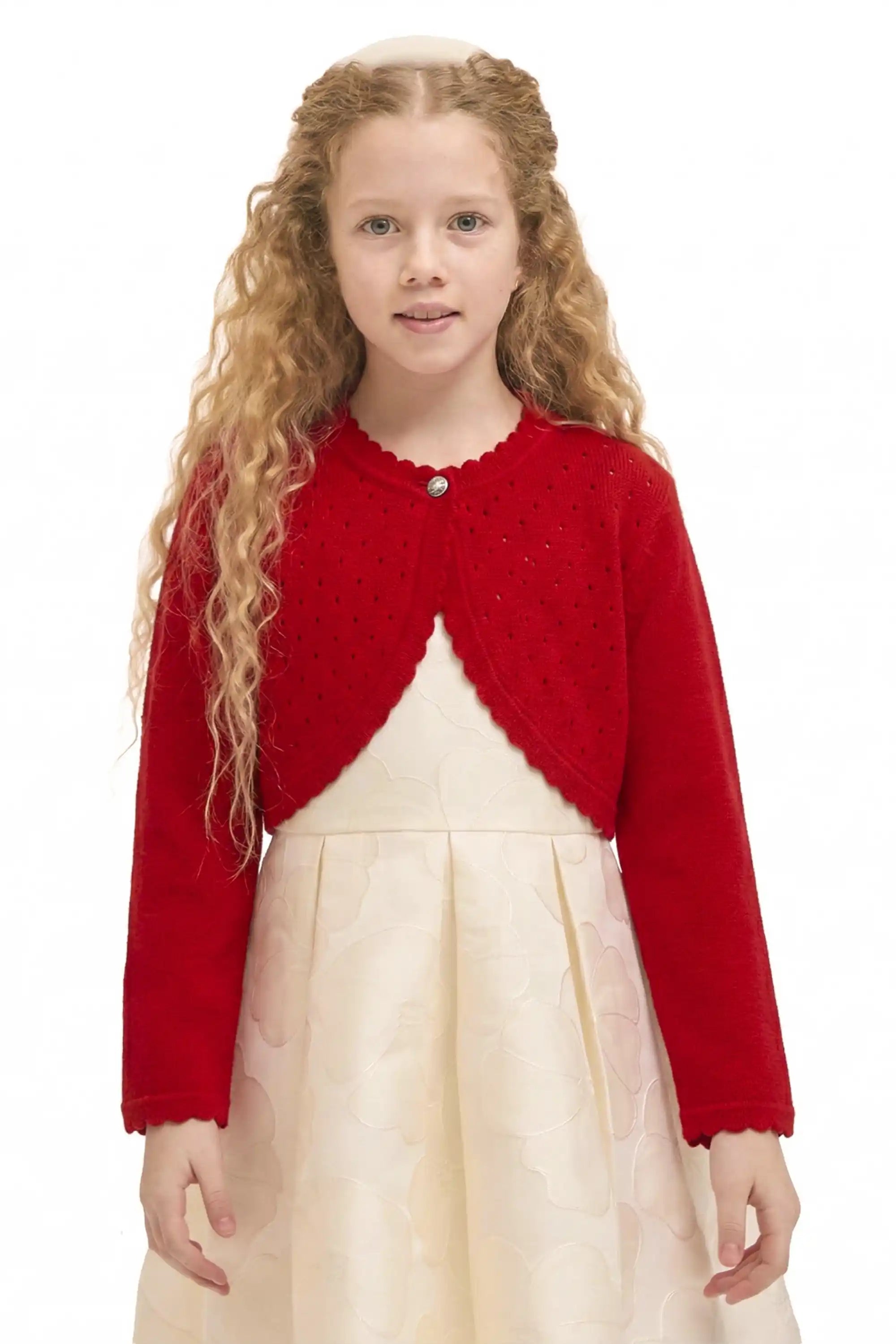 Girls Patterned Knit Bolero Cardigan