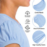Girls' Basic Short Puff Sleeve Round Neck Cotton T-Shirt