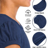 Girls' Basic Short Puff Sleeve Round Neck Cotton T-Shirt