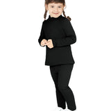 Big Girls Cotton Basic Mock-Neck Shirt & Leggings Set