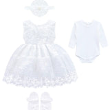 Baby Girls' Lace Floral Embroidered Dress Set