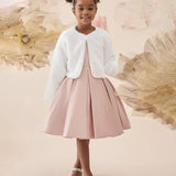 Girls Cozy Long Sleeve Crew Neck Dress Coat