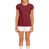 Girls' Basic Short Puff Sleeve Round Neck Cotton T-Shirt