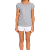 Girls' Basic Short Puff Sleeve Round Neck Cotton T-Shirt