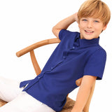Lilax Boys Classic Short Sleeve Button Down Casual Solid Dress Shirt