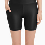 Lilax Girls Athletic Shorts with Pocket High Waisted Biker Shorts for Dance Yoga Gymnastics