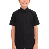 Lilax Boys Classic Short Sleeve Button Down Casual Solid Dress Shirt