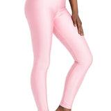 Girls Shiny High Waisted Leggings – Dance & Gymnastics Stretch Tights