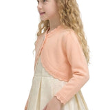 Little Girls' Knit Long Sleeve Button Closure Bolero Cardigan Shrug