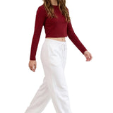 Lilax Girls' Long Sleeve Crop Top – Soft Cotton, 4-Way Stretch, Breathable Everyday Tee