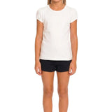 Girls' Basic Short Puff Sleeve Round Neck Cotton T-Shirt