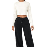 Lilax Girls' Long Sleeve Crop Top – Soft Cotton, 4-Way Stretch, Breathable Everyday Tee