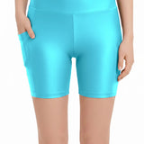 Lilax Girls Athletic Shorts with Pocket High Waisted Biker Shorts for Dance Yoga Gymnastics