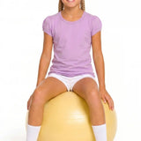 Girls' Basic Short Puff Sleeve Round Neck Cotton T-Shirt