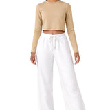 Lilax Girls' Long Sleeve Crop Top – Soft Cotton, 4-Way Stretch, Breathable Everyday Tee