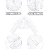 Girls Faux Fur Bolero Oversized Collar Jacket