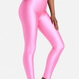 Girls Shiny High Waisted Leggings – Dance & Gymnastics Stretch Tights