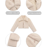 Girls Faux Fur Bolero Oversized Collar Jacket