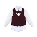 Boys Formal Suit 4 Piece Vest Pants and Tie Dresswear Set / 7-12 Years
