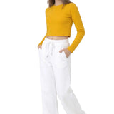 Lilax Girls' Long Sleeve Crop Top – Soft Cotton, 4-Way Stretch, Breathable Everyday Tee