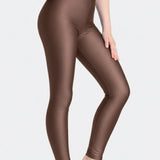 Girls Shiny High Waisted Leggings – Dance & Gymnastics Stretch Tights