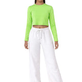 Lilax Girls' Long Sleeve Crop Top – Soft Cotton, 4-Way Stretch, Breathable Everyday Tee