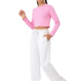 Lilax Girls' Long Sleeve Crop Top – Soft Cotton, 4-Way Stretch, Breathable Everyday Tee