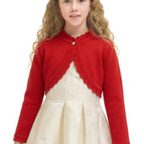 Little Girls' Knit Long Sleeve Button Closure Bolero Cardigan Shrug