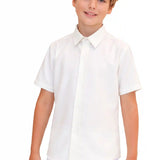 Lilax Boys Classic Short Sleeve Button Down Casual Solid Dress Shirt