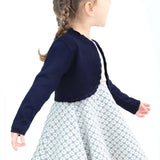 Little Girls' Knit Long Sleeve Button Closure Bolero Cardigan Shrug