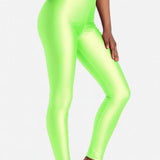 Girls Shiny High Waisted Leggings – Dance & Gymnastics Stretch Tights